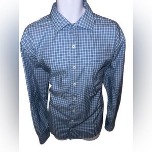 Peter Millar Blue Checkered Casual Button Down Shirt